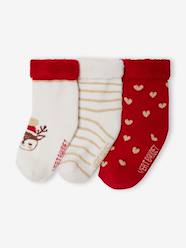 -Pack of 3 Christmas socks for baby girls