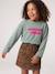 Long-sleeved T-shirt for girls green+ink blue+pale pink 