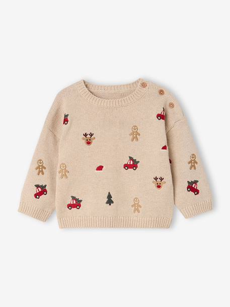 Knitted jumper and trousers set for baby boys marl beige 
