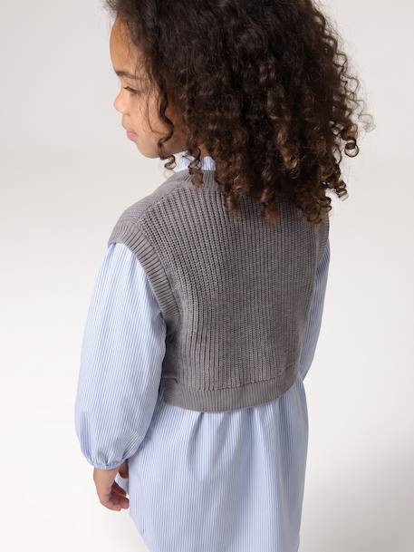 2-in-1-Effect Shirt Dress ecru+marl grey+navy blue 