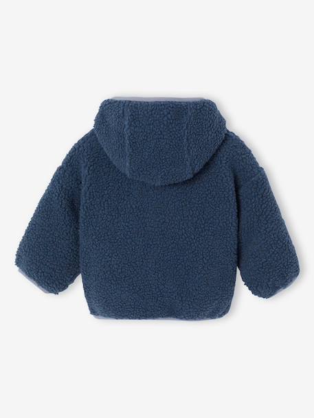 Sherpa hooded zip-up jacket for baby boys blue 