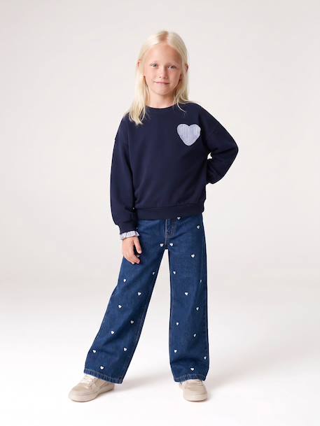 Embroidered Susan wide-leg jeans for girls bleached denim+deep blue+denim blue+medium blue 