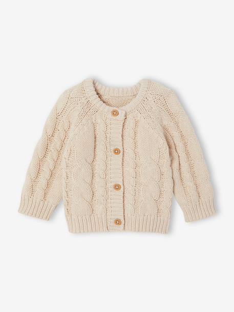 Cable knit cardigan for baby boys marl beige 