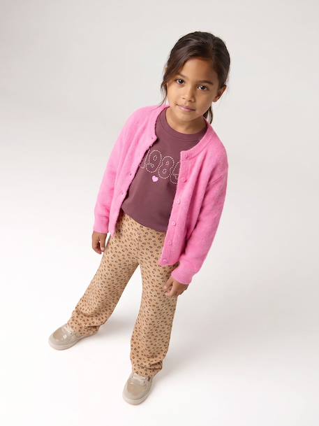 Button-through cardigan with long sleeves for girls blue+bordeaux red+rose 