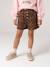 Paperbag-Style Corduroy Shorts for Girls camel+chocolate+cinnamon+grey+mauve+peacock blue 