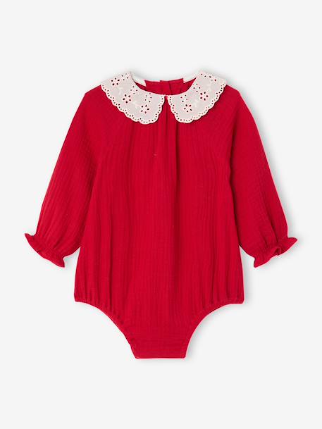 Jumpsuit and tights set for baby girls red 