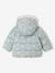 Hooded puffer jacket for baby girls crystal blue+rosy 