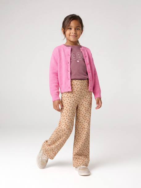 Button-through cardigan with long sleeves for girls blue+bordeaux red+rose 