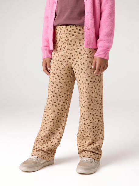 Wide-Leg Fleece Leggings for Girls navy blue+vanilla 