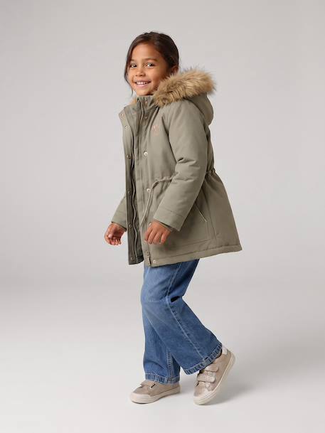 3-in-1 Parka with Hood for Girls black+GREEN DARK SOLID+khaki+PURPLE MEDIUM SOLID+sage 