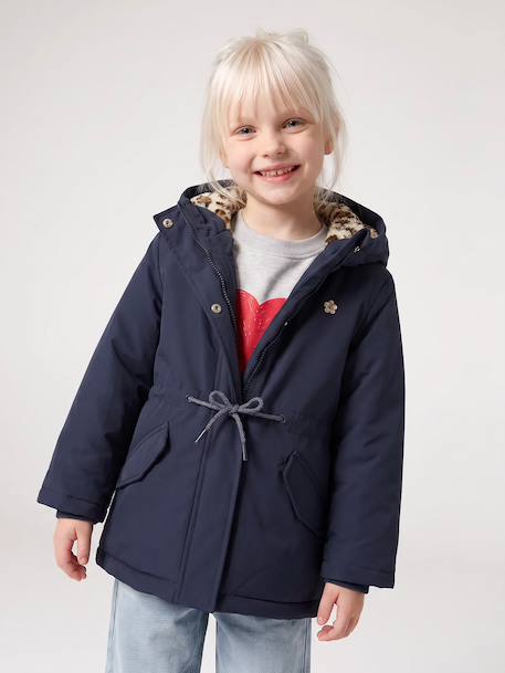 3-in-1 detachable parka for girls blush+navy blue 