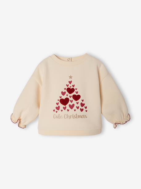 Baby girls' sweatshirt, shorts and tights set red 