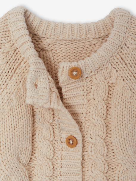 Cable knit cardigan for baby boys marl beige 