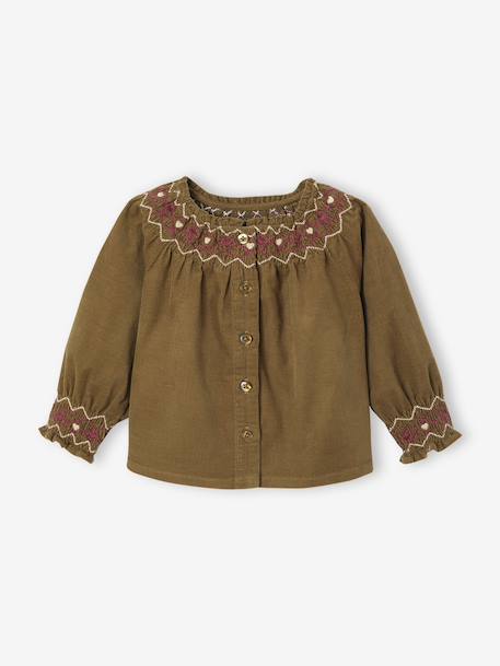 Corduroy blouse for baby girls olive 