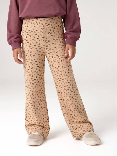 Wide-Leg Fleece Leggings for Girls navy blue+vanilla 