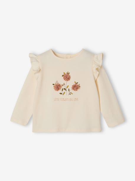 Long-sleeved T-shirt for baby girls ecru 