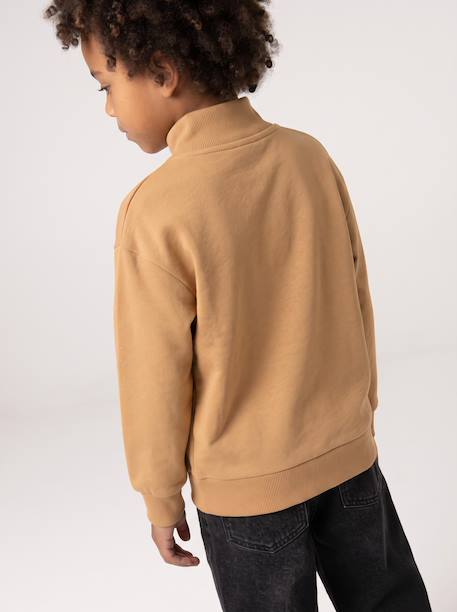 Sweatshirt with trucker collar for boys peacock blue+yellow 