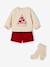 Baby girls' sweatshirt, shorts and tights set red 