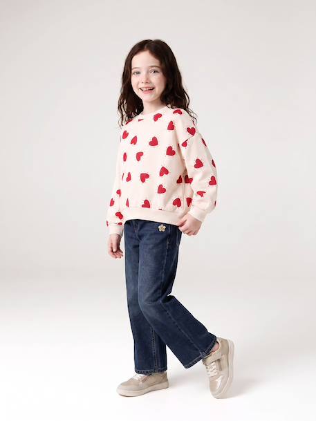 Round-neck sweatshirt for girls ecru+ivory+pale pink+taupe 