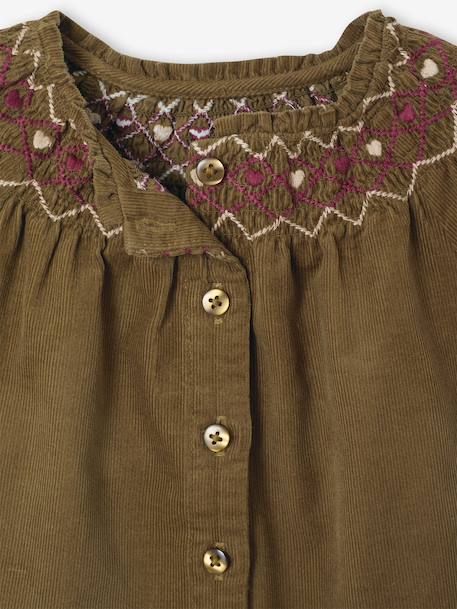 Corduroy blouse for baby girls olive 