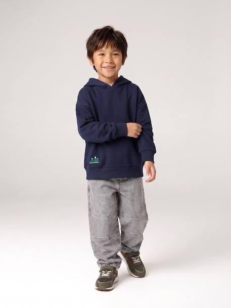 Hooded sweatshirt for boys marl red+navy blue 