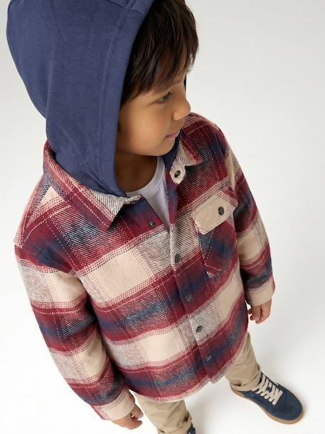 Hooded shirt for boys bordeaux red 