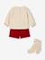 Baby girls' sweatshirt, shorts and tights set red 