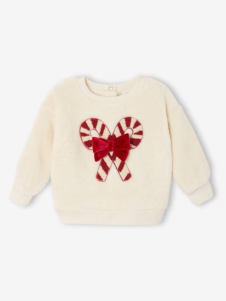 Sherpa sweatshirt for baby girls vanilla 