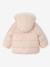 Hooded puffer jacket for baby girls crystal blue+rosy 