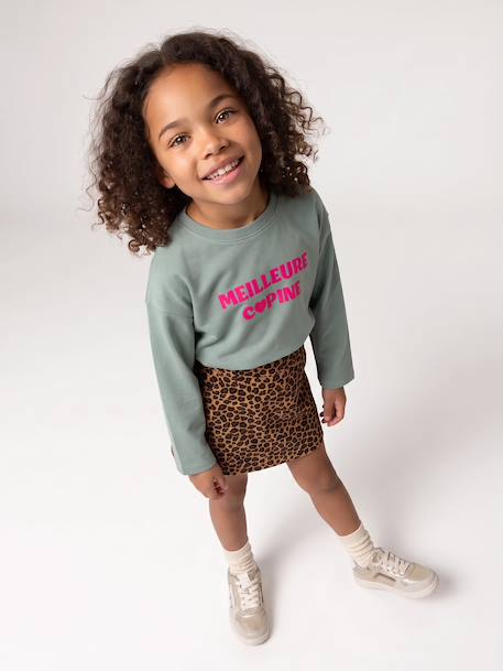 Long-sleeved T-shirt for girls green+ink blue+pale pink 