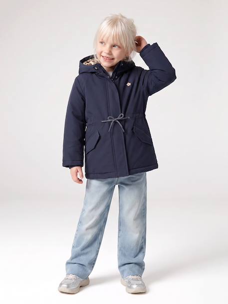 3-in-1 detachable parka for girls blush+navy blue 
