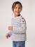 Striped long-sleeved T-shirt for girls mauve+navy blue+sweet pink 