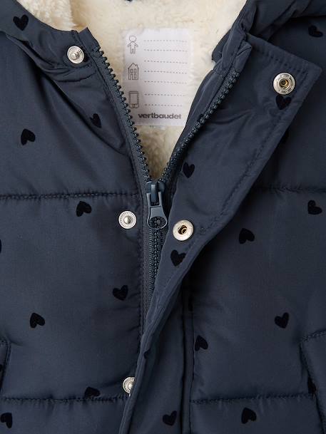 Hooded puffer jacket for baby girls night blue 
