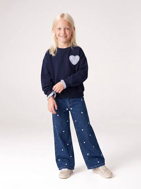 Sweatshirt for girls grey green+navy blue 