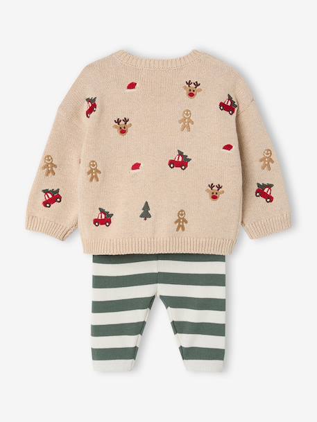 Knitted jumper and trousers set for baby boys marl beige 