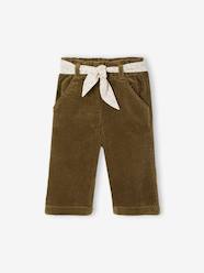 Baby-Wide Trousers in Corduroy with Flowers Belt for Babies 