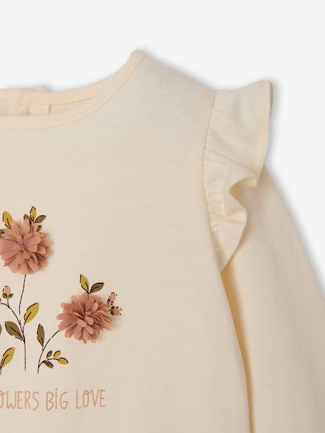 Long-sleeved T-shirt for baby girls ecru 