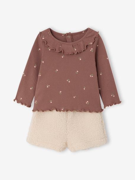 T-shirt and shorts set for baby girls chocolate 