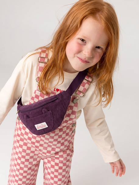 Corduroy Bumbag with Cat Design for Girls blush+double stone+pale blue+plum+vanilla 