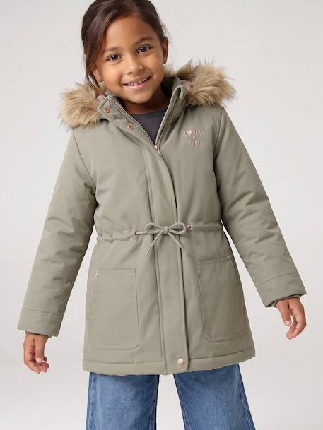 3-in-1 Parka with Hood for Girls black+GREEN DARK SOLID+khaki+PURPLE MEDIUM SOLID+sage 