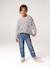Striped long-sleeved T-shirt for girls mauve+navy blue+sweet pink 