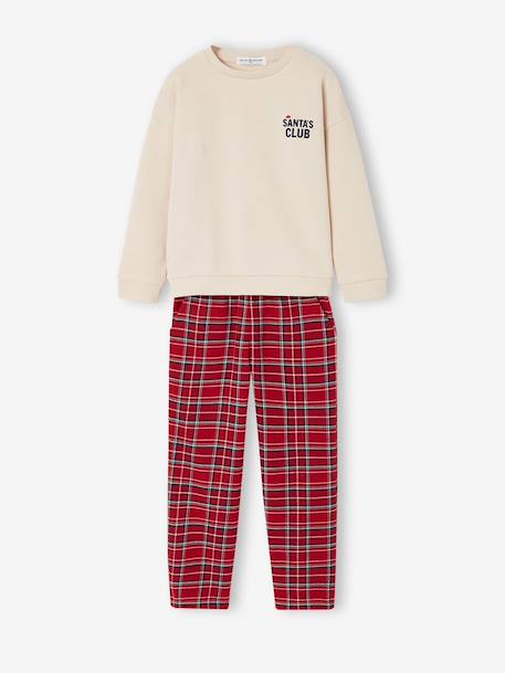 Pyjamas in sweatshirt fabric and flannel for girls red 