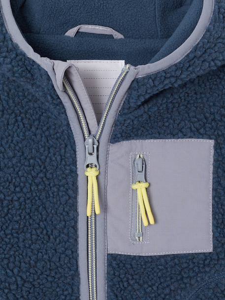 Sherpa hooded zip-up jacket for baby boys blue 