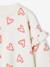 Christmas Special Sweatshirt with Candy Cane Glittery Hearts & Ruffled Sleeves for Girls ecru+rosy 