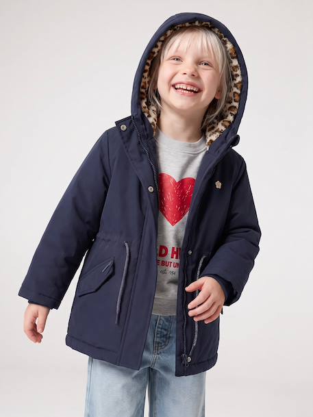 3-in-1 detachable parka for girls blush+navy blue 