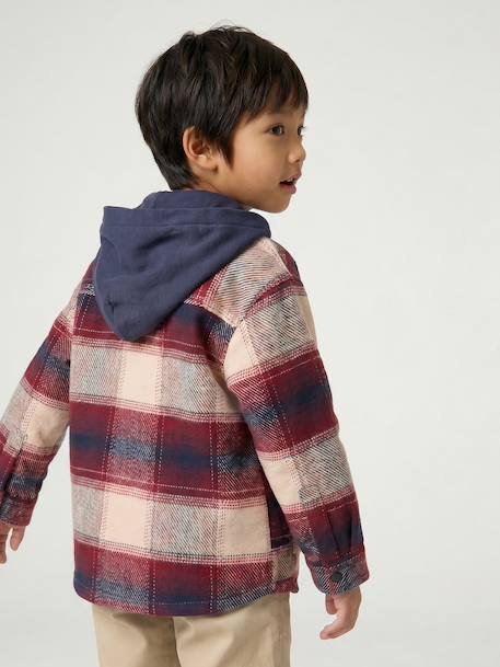 Hooded shirt for boys bordeaux red 