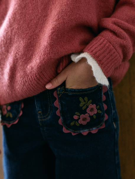Wide-leg jeans for girls deep blue 