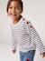 Striped long-sleeved T-shirt for girls mauve+navy blue+sweet pink 