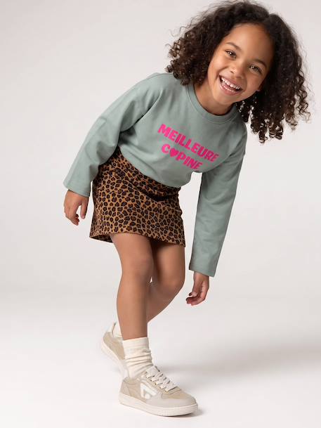 Long-sleeved T-shirt for girls green+ink blue+pale pink 