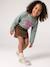 Long-sleeved T-shirt for girls green+ink blue+pale pink 